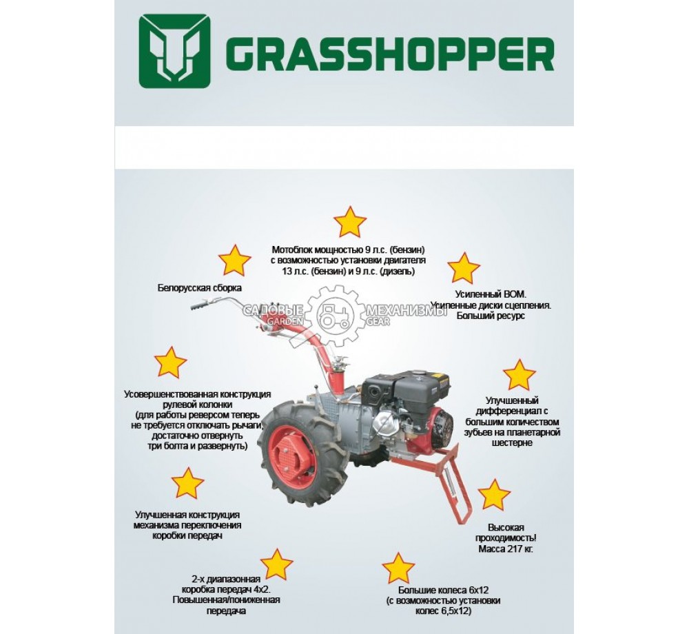 Мотоблок Grasshopper 188F | 6,5x12
