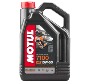 112886 Масло Motul 7100 10W50 4T моторное, 100% синтетическое для четырехтактных двигателей мотоциклов, 4 литра, страна происх. ВЬЕТНАМ