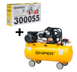 Воздушный компрессор SKIPER IBL3100А 220V/100L +Набор пневматический SKIPER 3000S5 (Комплект) Воздушный компрессор SKIPER IBL3100А 220V/100L +Набор пневматический SKIPER 3000S5 (Комплект)