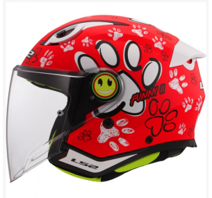 МОТОЦИКЛЕТНЫЙ ШЛЕМ LS2 OF622 FUNNY II PAWS RED (S)